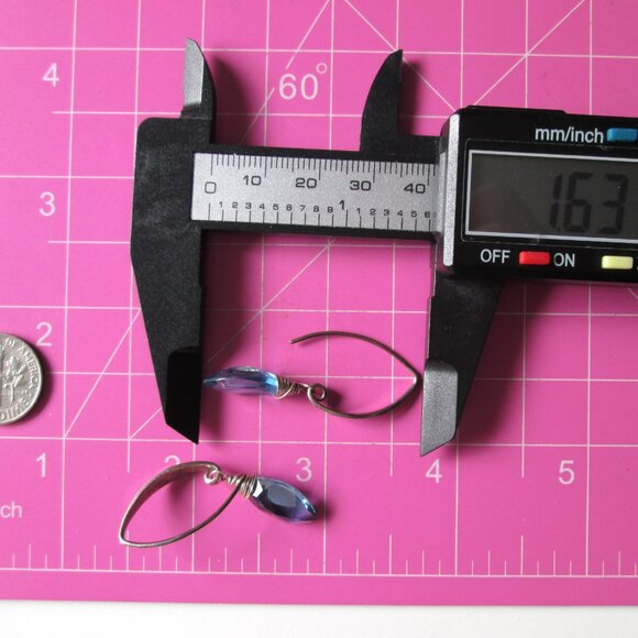 AloKele Kauai Marquis Cut London Blue Quartz Hammered Sterling Silver Earrings - Picture 6 of 14